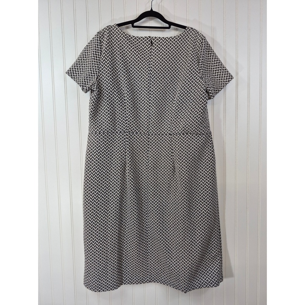NEW Talbots Woman Black White Geometric Basketweave Sheath Dress 14W Academia - Picture 2 of 8